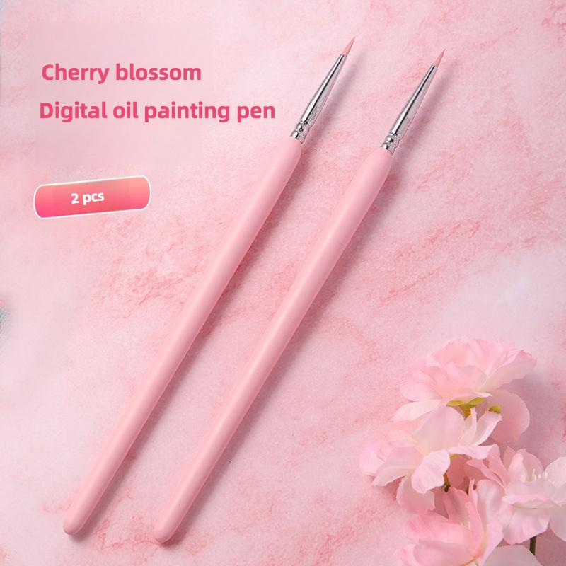2 Pcs Set DIY Digital Oil Painting Watercolor Pen Acrylic Paint Special Coloring Pen Flat Coating Hook Line Pen Painting Brush