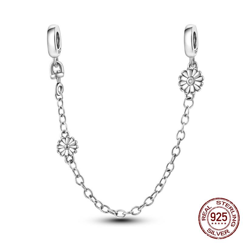 925 Silver Clasp CZ Pave Daisy Beads Stopper Clip Fit Original Bracelet Jewelry 1