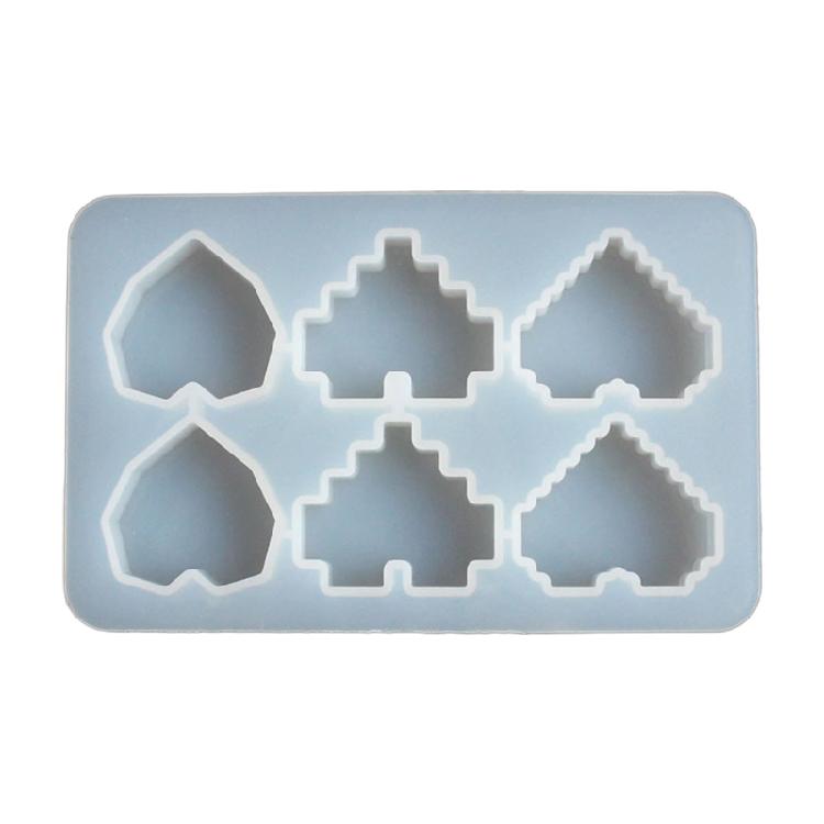 

6 Cavity Heart Resin Molds Pixel Silicone Keychain Charms Mold for Epoxy Mold 1