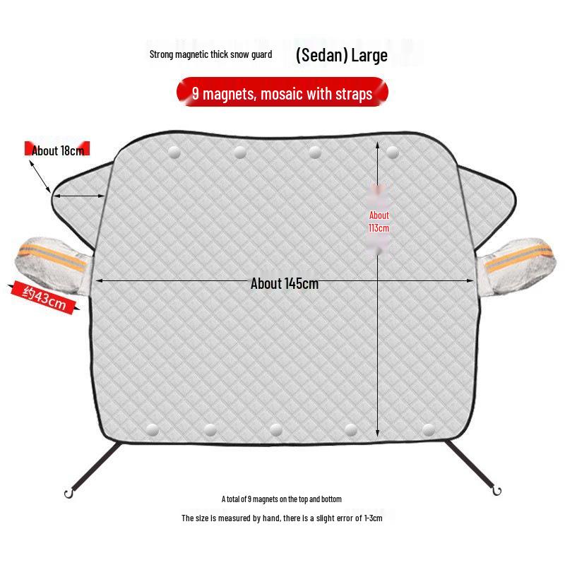 Magnetic Anti-Freeze Car Windshield Cover: Thick Heat Insulation & Sunshade for Snow and Sun.