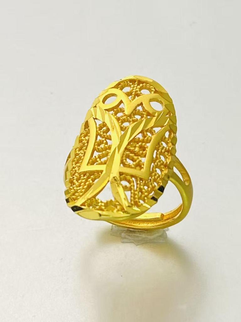 24K Gold Plated Adjustable Brass Ring - Personalized High-End Design