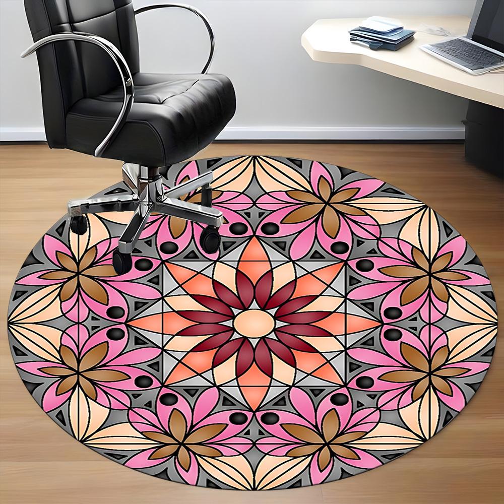1PC Floral Mandala Pattern Chair Carpet for Office Non-Slip, Lightweight, Machine Washable Rug for Office, Sleeping, Room - Holiday Decoryy251009094