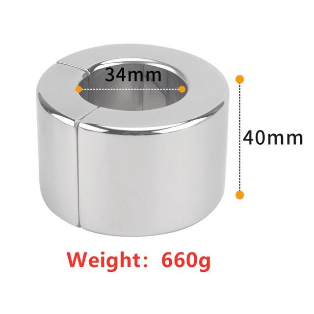 Stainless Steel Ball Stretcher Scrotum Pendant Heavy Magnetic Penis Lock Cock Ring Bondage Metal Erection Male Delay Sex Toy Man