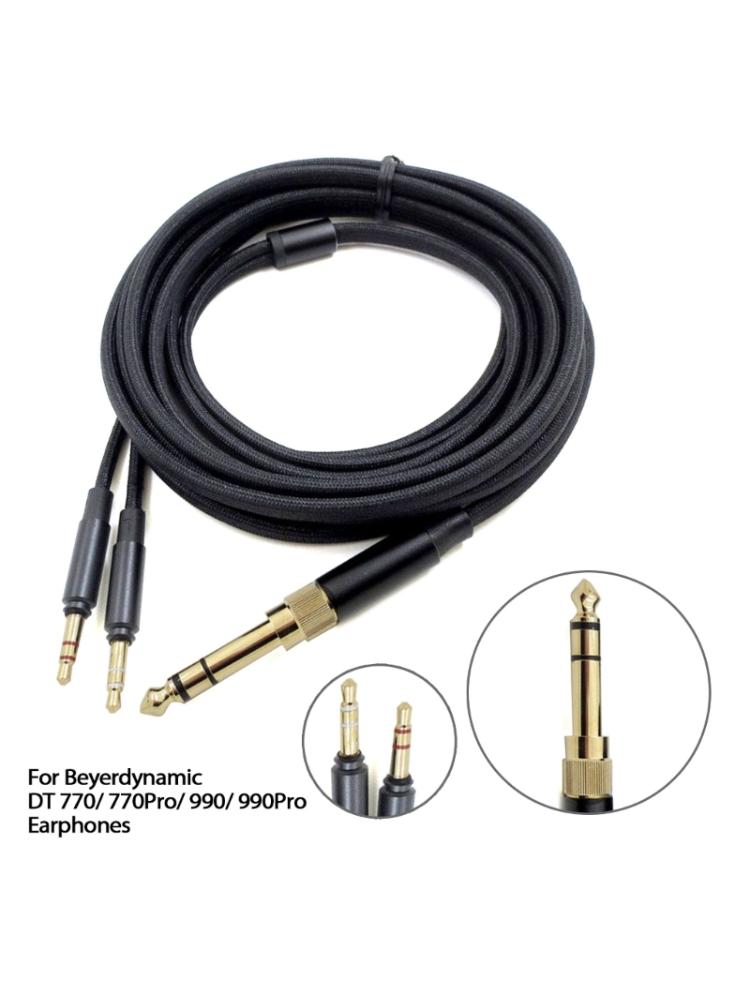 Double 3.5mm Nylon Headset Cable for Beyer T1 2nd/3rd Portable Headphone Cable Headset Repair Lines Replacement Cord