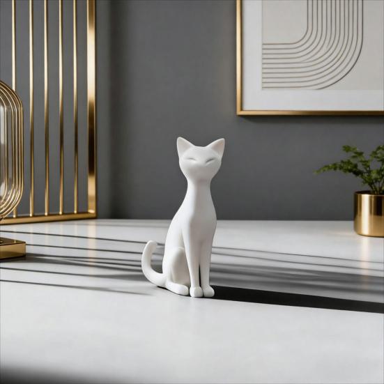 Detachable Cat Couple Sculpture 3D Printed Elegant Couple Cat Figurine Romantic Cat Lover Ornament for Home Living Room Office Desk Decor