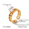 Versatile Zircon Irregular Stainless Steel Ring for Women - European & American Style