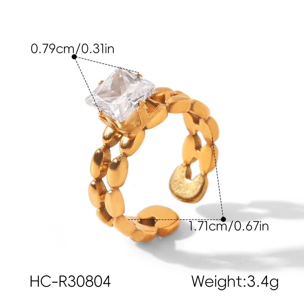 Versatile Zircon Irregular Stainless Steel Ring for Women - European & American Style
