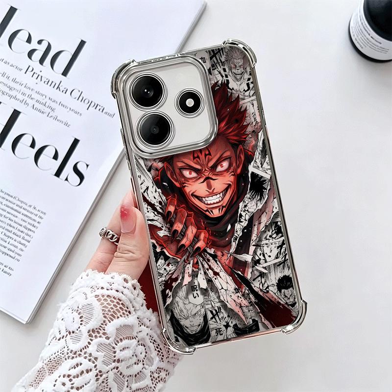 Anime Ryomen Sukuna JUJUSU Plating Phone Case For Xiaomi Redmi Note 14 15 Pro Plus 13 12 11 11S 11T 10 9S 9 5G Anti-Fall Airabag