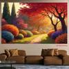 2D Whimsical Fantasy Autumn Garden Path Photography Background