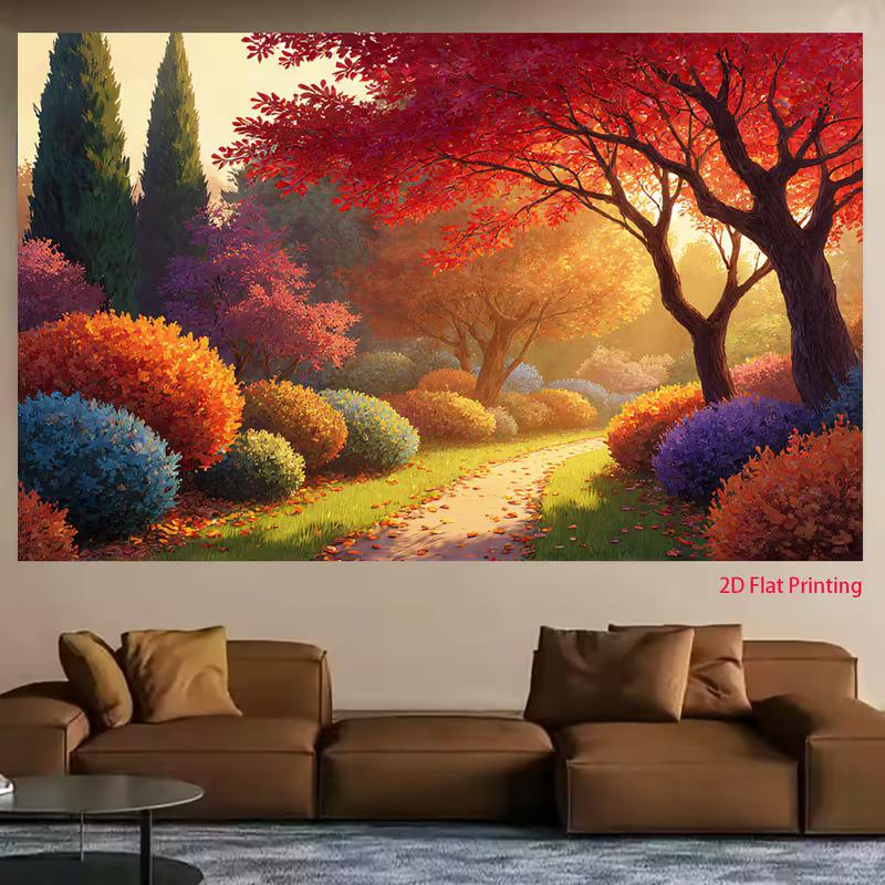2D Whimsical Fantasy Autumn Garden Path Photography Background