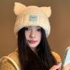 Women Winter Crochet Hat Cats Ear Knitted Hat for Girl Skiing Cycling Warm Winter Snow Hat for Christmas Present