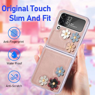 Do Samsung Z Flip 4 składane skórzane etui kwiatowe do Samsung Galaxy Z Flip 4 5g Flip4 Zflip4 Wstrząsoodporne smukłe etui ochronne