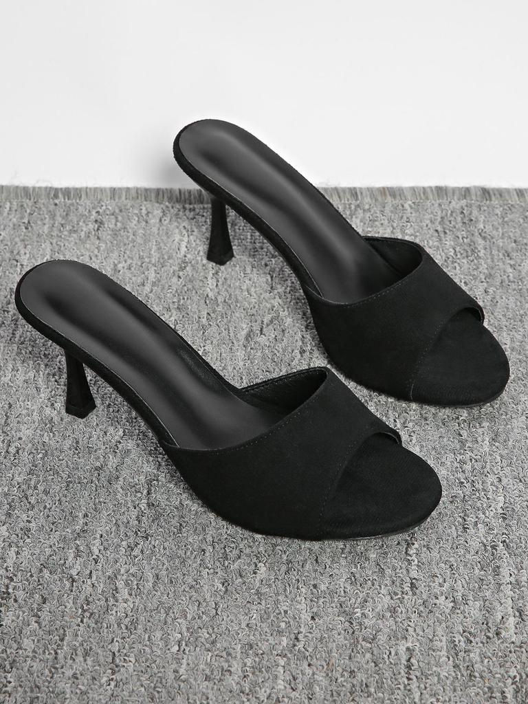 Sandales Stiletto Velours à Talons Hauts à Bride Unique pour Femmes - Grande Taille - Été 2026