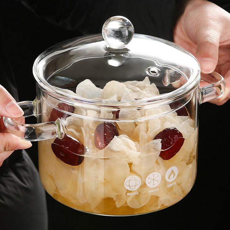 Heat-Resistant Borosilicate Glass Pot with Lid & Handle for Coffee & Mulled Wine