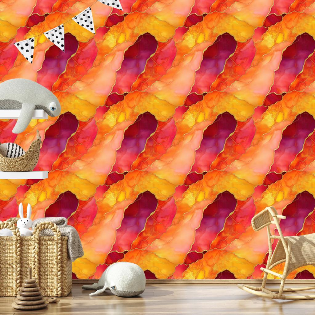 Peach, gold and red ink wallpaper 50x1000