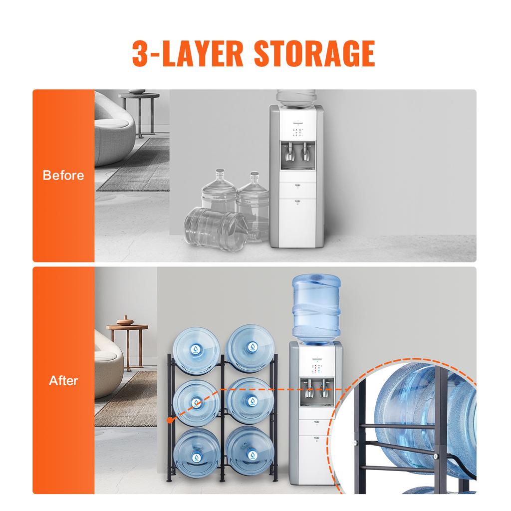 SucceBuy 3/4/5 Etagen Wasserkrug Halter Eisen Wasserflaschenhalter Doppel-/Einreihig Einfache Installation für Küche Büro Wohnzimmer