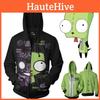 Invader Zim Herren Kapuzenpullover mit Reißverschluss Mit Auffälligem Aufdruck Und Bequemem Stil