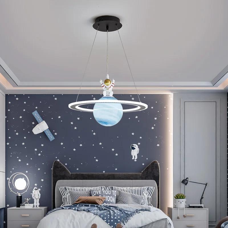 Nordic Planet Lamp Children Room Chandelier Wandering Earth Jupiter Bedroom  Astronaut  Starry Sky