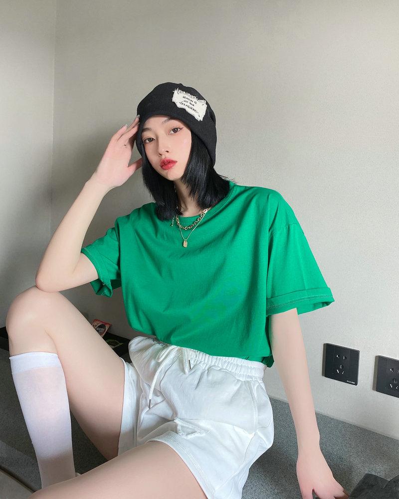 2022 European Style Women's Plus Size Casual Solid Color Short-Sleeve Summer T-Shirt