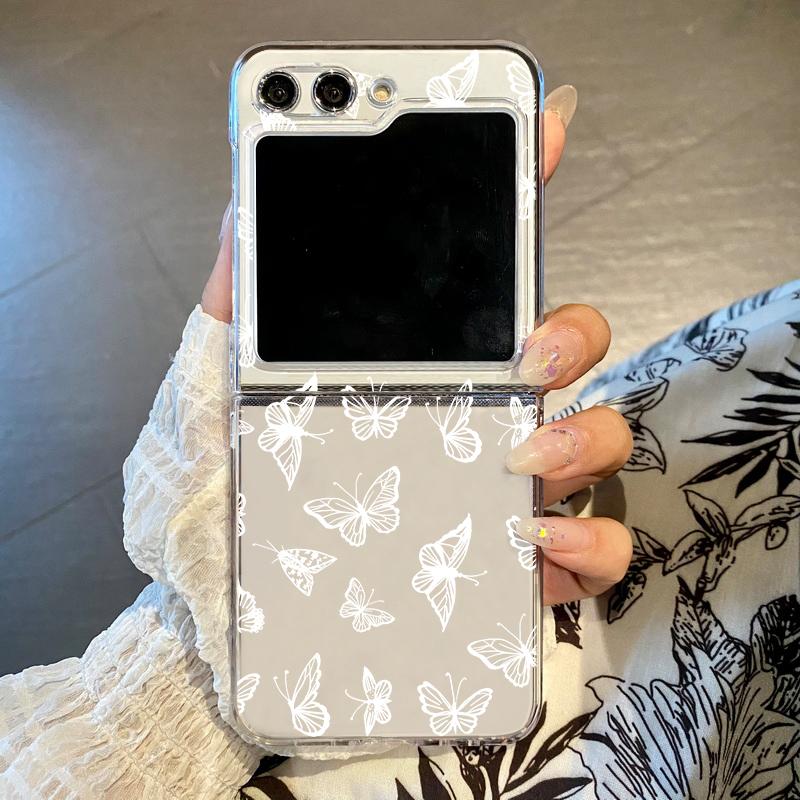 

Для Samsung Z Flip6 Flip5 Flip4 Flip3 чехол красочный цветочный нежный складной ударопрочный жесткий чехол для телефона из ПК Samsung Z Flip4 прозрачный