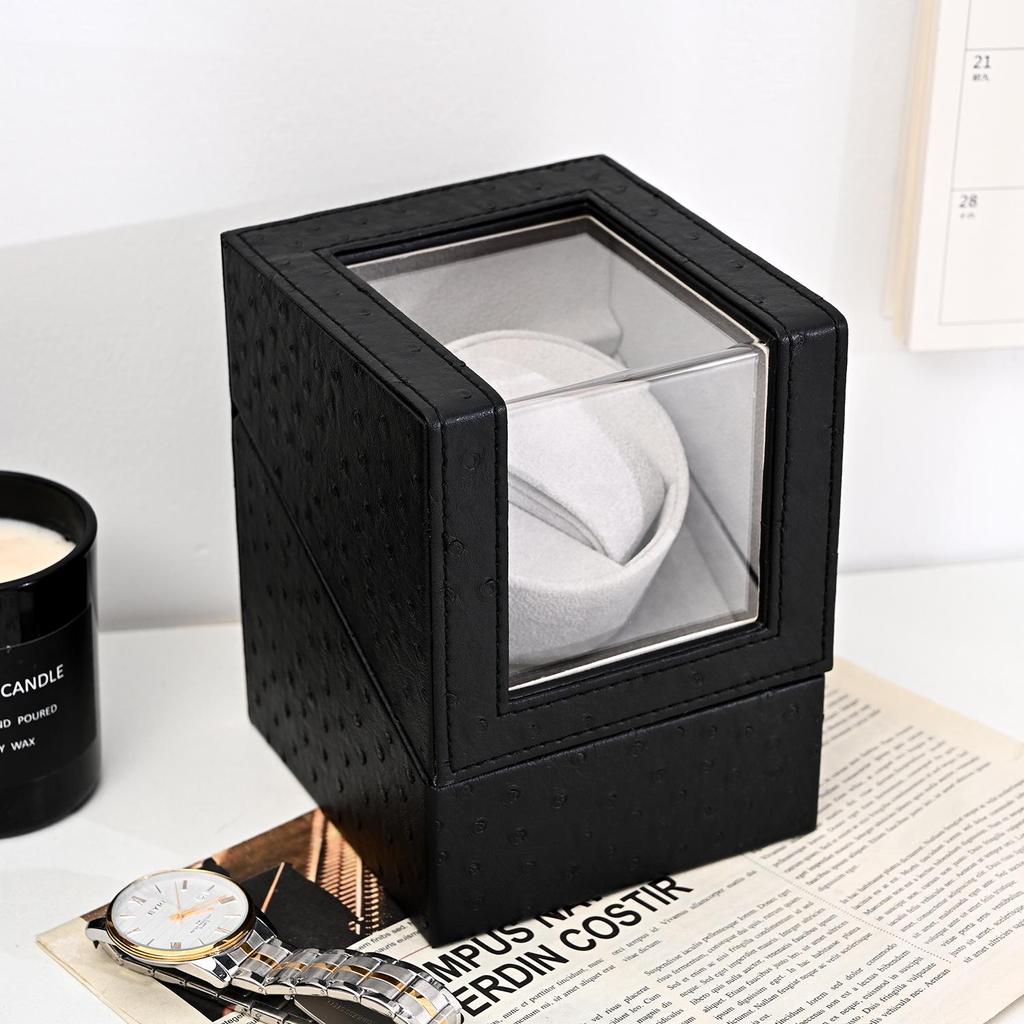 Leather Automatic Watch Winder Box with Motor Rotator