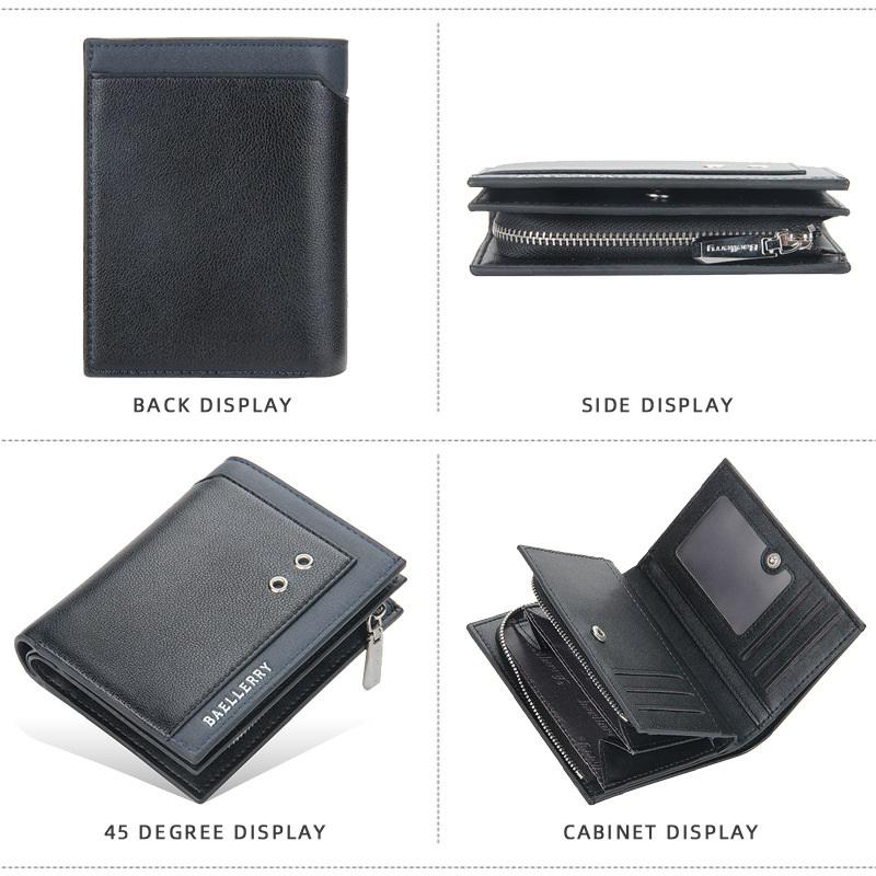 Business Men Short Wallets Zipper Purses PU Leather Card Holder Wallet Coin Purse