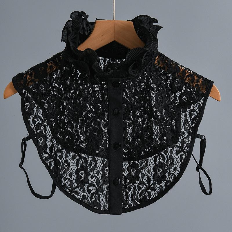 Women Embroidery Lace Floral Fake Collar Half Shirt Stand Detachable Lapel Collar Decoration Blouse Tops Ruffles False Collar