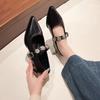 Fashion Korean Shoes Autumn Casual Female Sneakers Pointed Toe Dress Flats Women 2025 Comfortable Fall Summer New Square Heel Fashion