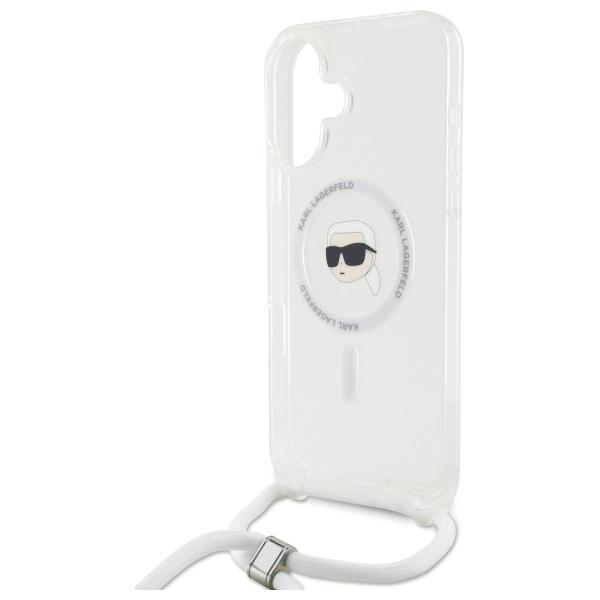 Karl Lagerfeld Klhmp16Shckhnt Iphone 16  6.1 Hardcase Transparent Crossbody Iml Karl Head Magsafe