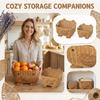 Handwoven Rattan Storage Basket Animal Shaped Design Square Organizer for Home Office Nursery Shelf Desk Use