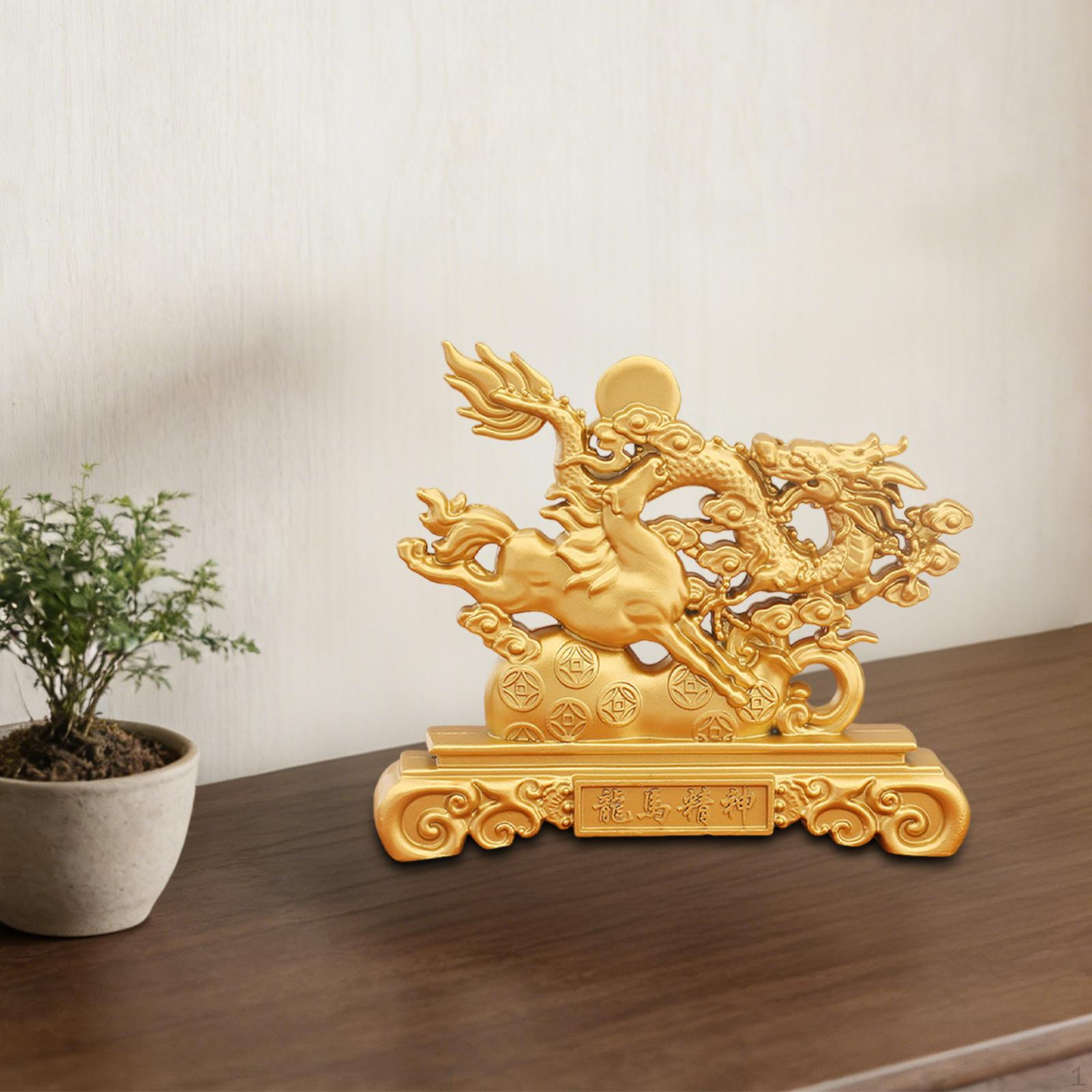 

Horse and Statue Animal Sculpture Small Metal Gold Table Decor Desk Ornament for Cabinet Car Indoor