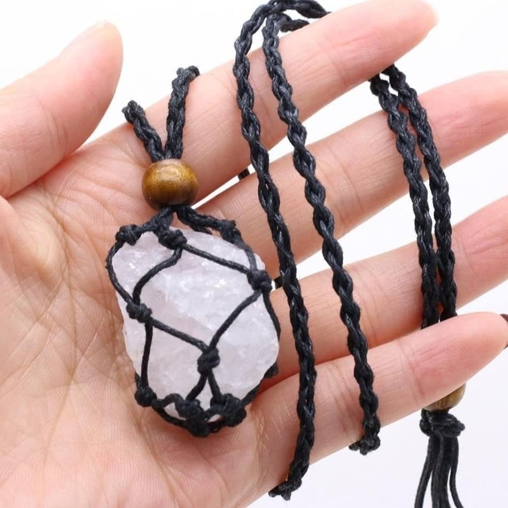 Unique Healing Crystals Necklace Handmade Rope Wrap Necklace Spiritual Healing белый
