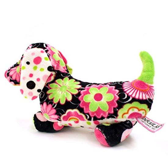 Douglas Company Stuffed Dog Black Flower Dachshund Fuzzle Series