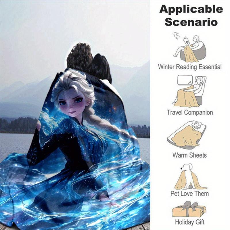 1pc Frozen Printing Blanket - Soft, All-Season Throw for Living Room, Bedroom,Personalized Gift with Adorable Cartoon Design
