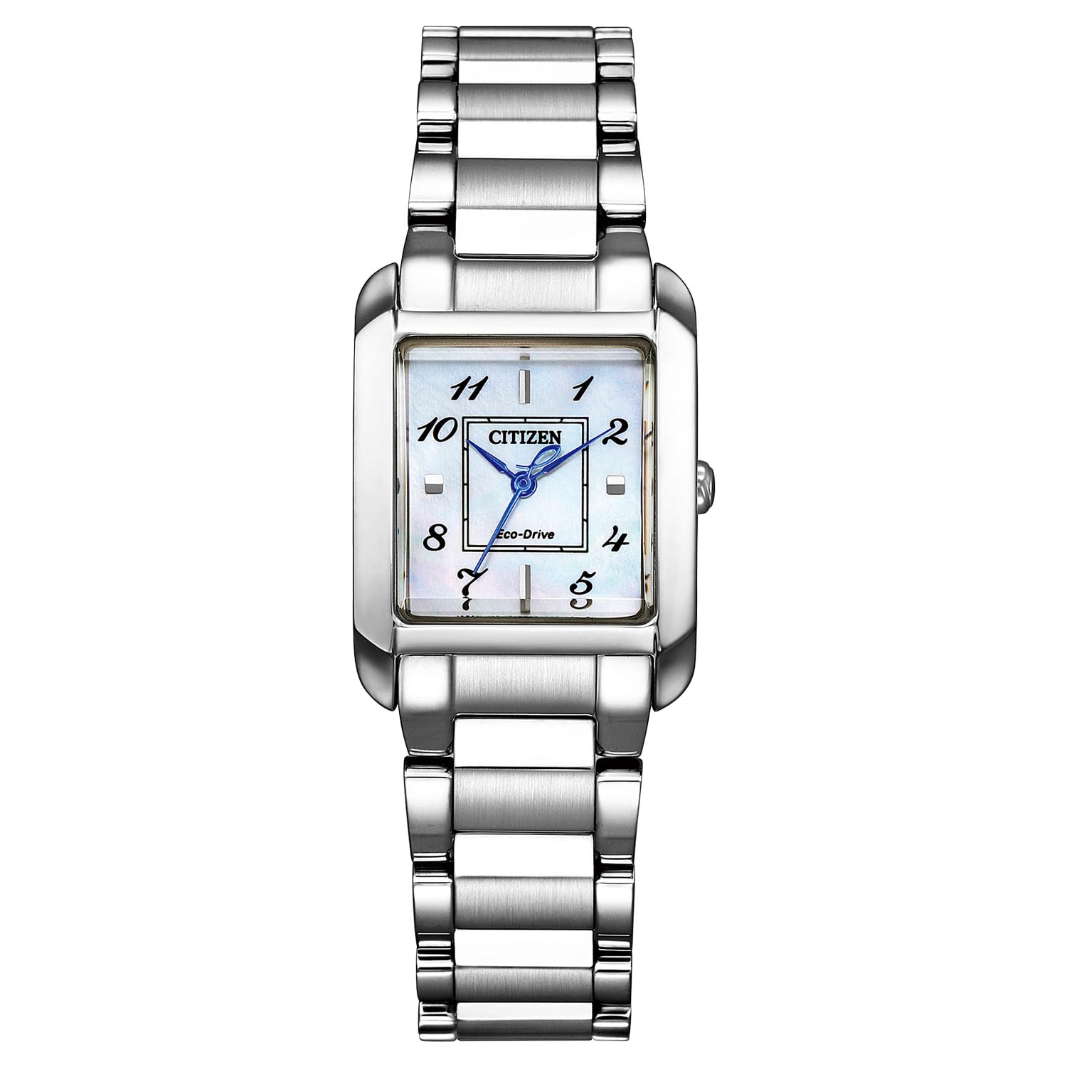 

Водонепроникний срібний годинник White Pearl Collection SQUARE [Citizen] Eco-Drive EW5600-87D для жінок срібний