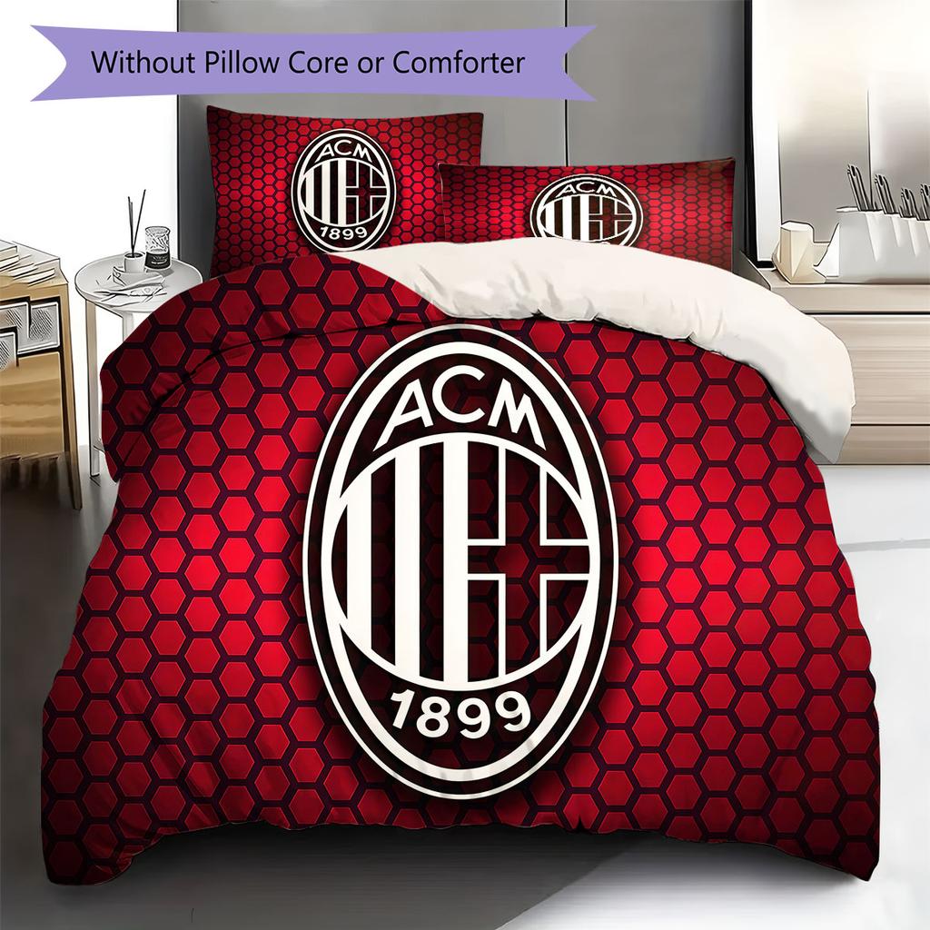 AC Milan Patronen Beddengoed, Dekbed Set Dekbedovertrek Kussensloop Huis Verjaardagscadeau(1 dekbedovertrek + 2 kussenslopen, zonder binnenkussen)