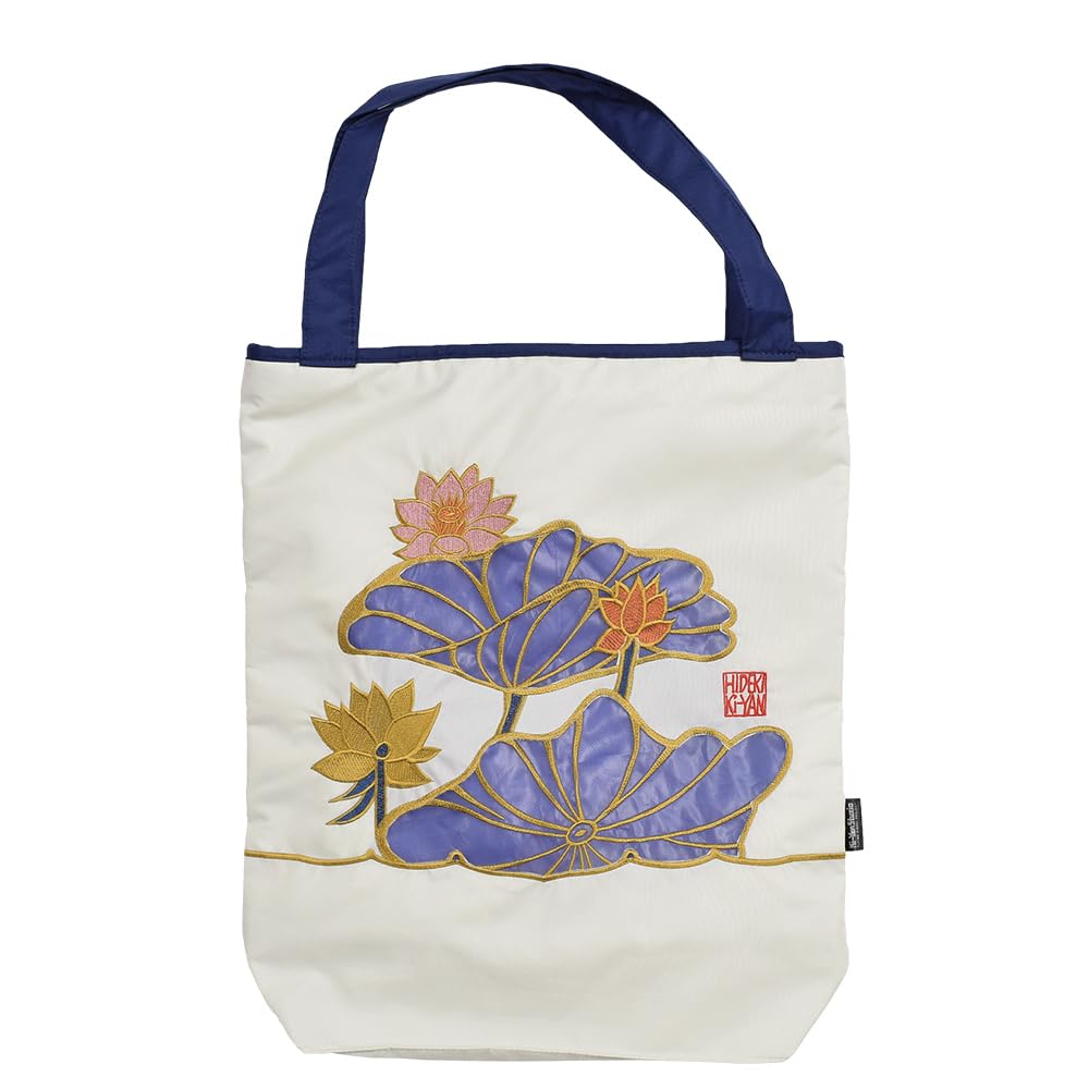 

Современная женская сумка-тоут Chinoiserie Twin Protect, Водоотталкивающая эко-сумка, Вышивка ришелье на органзе, Ки-Ян, Киото, Дизайн с лотосом и пионами,