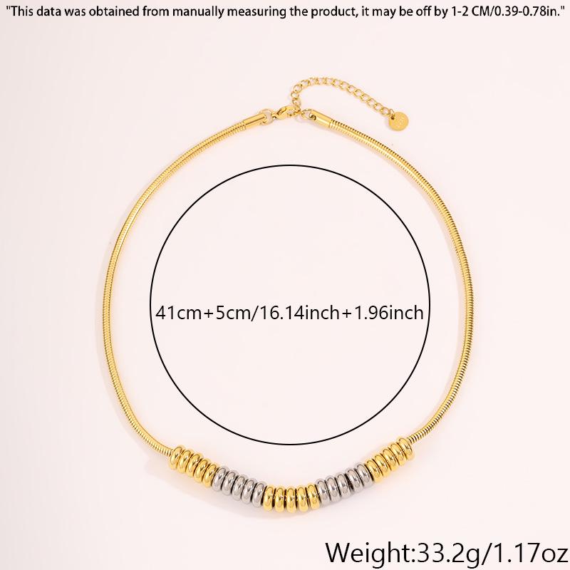 

Cross-border Stylish Two-Tone Beaded Stainless Steel Necklace & Retro Snake Chain Bracelet Set for Women