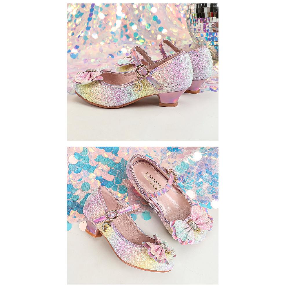 Super Fairy Girls' Leather Shoes Fashionable Gorgeous Gradient Color Princess Shoes British Princess Style Crystal Shoes Gradient Girls' Shoes