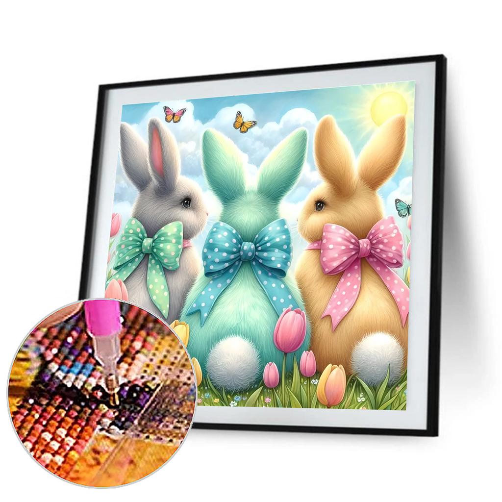 Easter Bunny Full DIY 5D Round Drill Diamond Dots Paintings Picture Arts Craft for Adults Beginner Home Wall Decor Gift 30x30cm