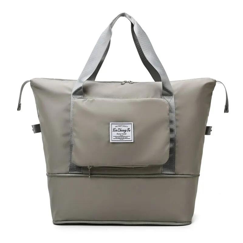 

Складная дорожная сумка для женщин, водонепроницаемая дорожная сумка, многофункциональные сумки для девочек, женская, большая вместимость, спортивное хранение серый