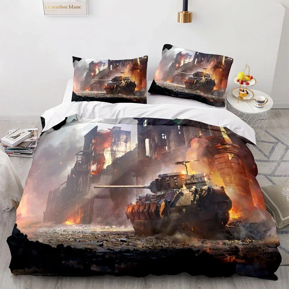Panzer Bettbezug Fighter Bettwäschesets für Schlafzimmerdeko Jungen Jugendliche Militär Queen King Full Size Polyester Steppdecke