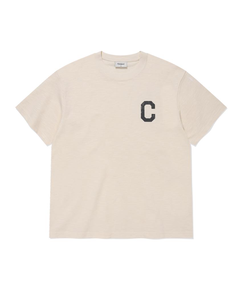 COVERNAT Slub Crack C Logo T-Shirt Ivory