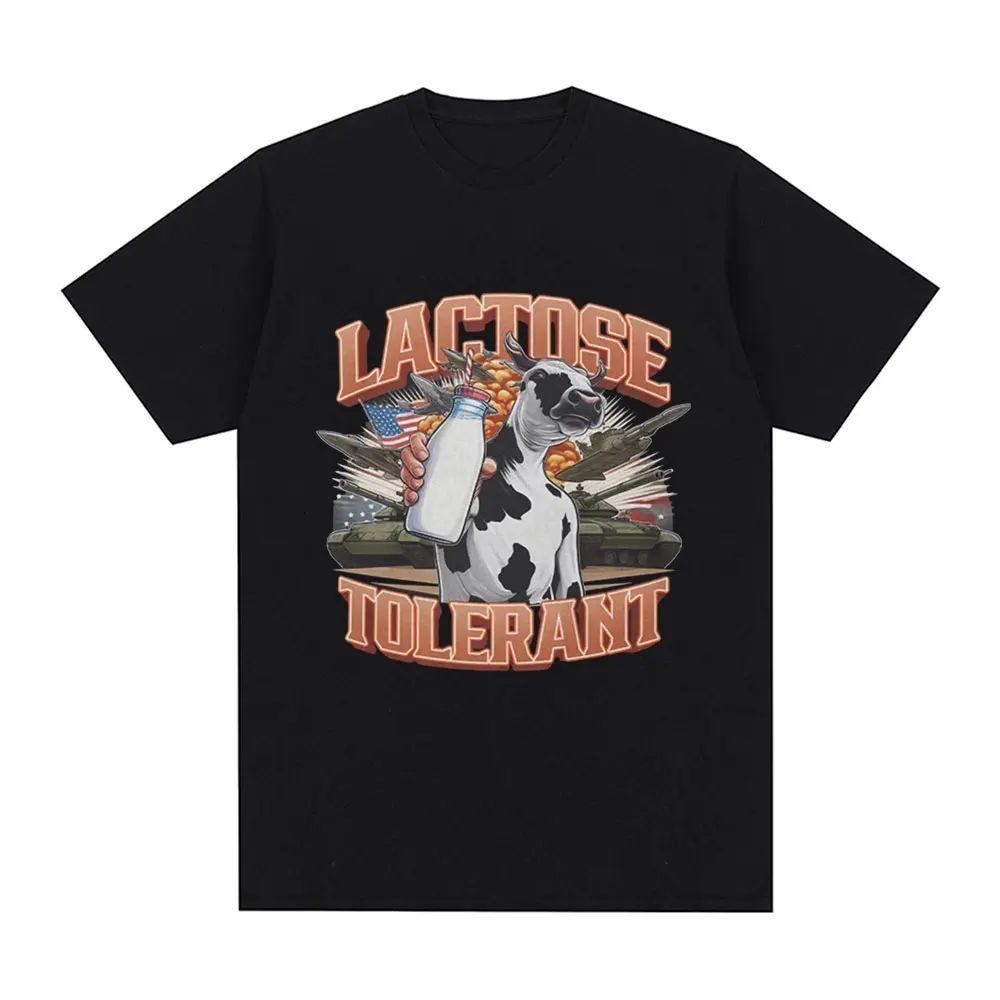 Lactose Tolerant Funny Meme Graphic T Shirt Milk Makes My Tummy Hurt T-shirt Fashion Vintage Hip Hop Short Sleeve T-shirt Unisex