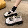 22 Uniform Thick Heel Medium Heel Light Mouth Mary Jane Shoes Bow Student Small Leather Shoes Japanese Bright Single Shoes