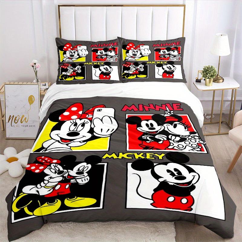 3pcs Disney Series Mickey Minnie Bedding Set 1 Soft Quilt Cover + 2 Pillowcases, Machine Washable Suitable for All SeasonsS029