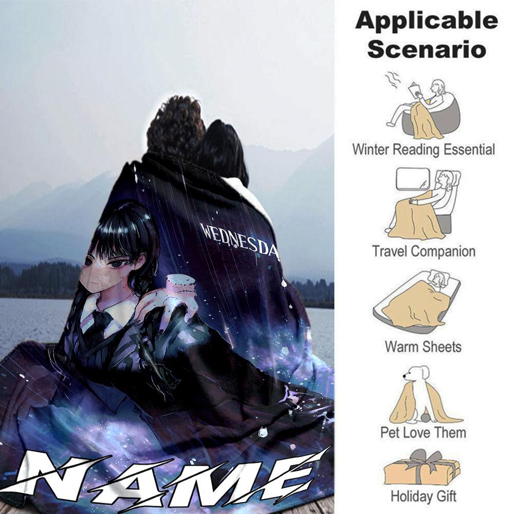 Customiz Name Personality Wednesday Addams Blanket Soft &Warm Sofa Office Bed Travel Lunch Break Blanket, Gift Suitable All Seasons
