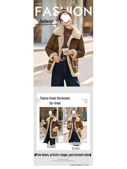 Women's 2025 Autumn/Winter Shearling Double-Sided Plush Fur Coat: Thick Deer Suede Cotton-Padded Jacket.