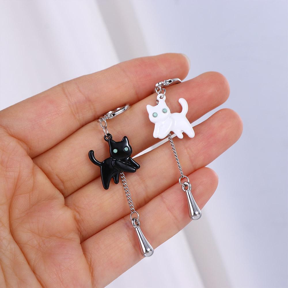 Oil Drops Kitten Stud Earrings Women's Accessories Asymmetrical Cat Earrings Korean Style Earrings