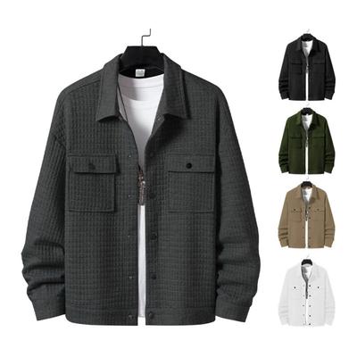 New Men's Casual Jacquard Small Checkered Loose Coat Shirt Suitable for Spring and Autumn with A Fashionable Style.
